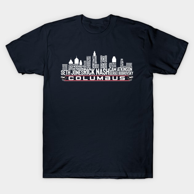 Columbus Hockey Team All Time Legends, Columbus City Skyline T-Shirt by Legend Skyline